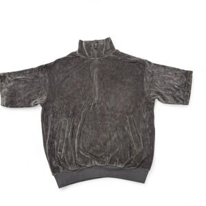 Essentials Fear Of God Womens Medium Gray Velour 1/4 Zip Short Sleeve‎ Pullover